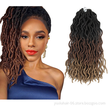 Crochet Hair Natural Curly Dreadlocks Hair 18" Black Dark Brown Crochet Braids ombre curly crochet hair